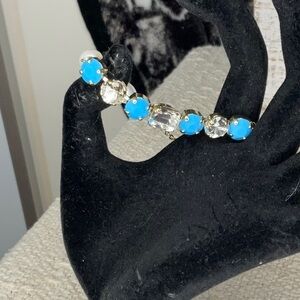 🎄 sale! Sorrelli “Santorini” Blue Clear Crystal & Pearl bolo adjustable bracelet